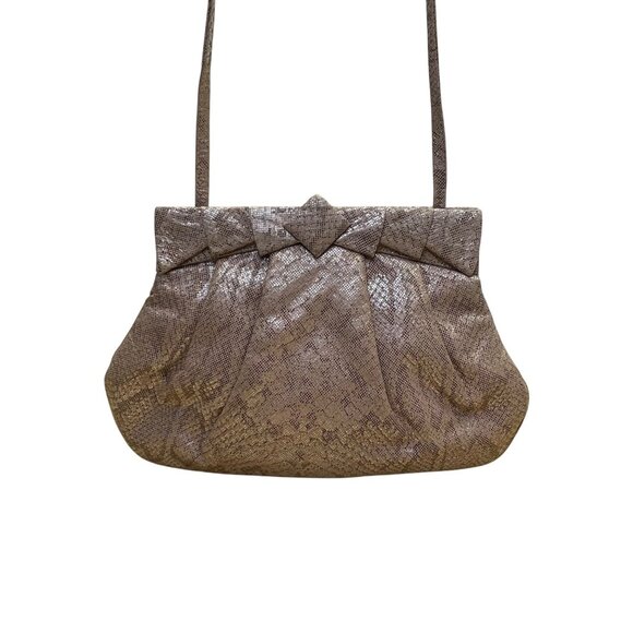 ,Barbara Bolan Too Womens Rose Gold Faux Leather With Bow Detail Crossbody Bag - Picture 1 of 11